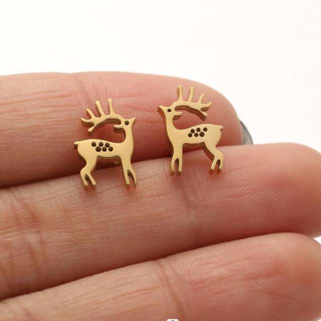 Hiphop cute birds deer animal cheap price stainless steel studs earrings