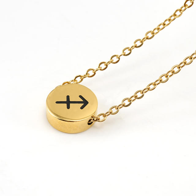 Dainty stainless steel zodiac pendant necklace