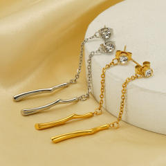 INS bamboo pendant stainless steel earrings