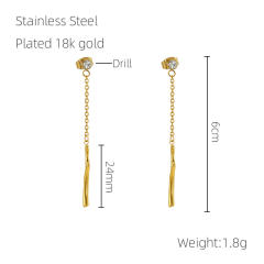 INS bamboo pendant stainless steel earrings