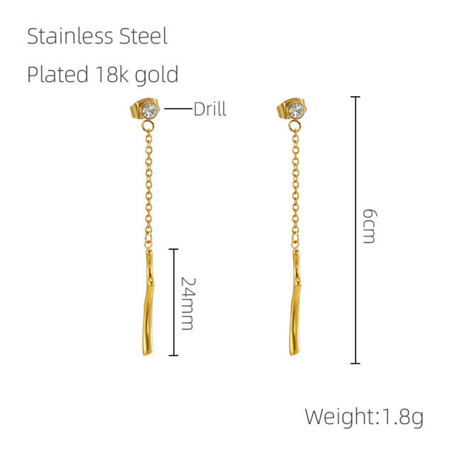 INS bamboo pendant stainless steel earrings