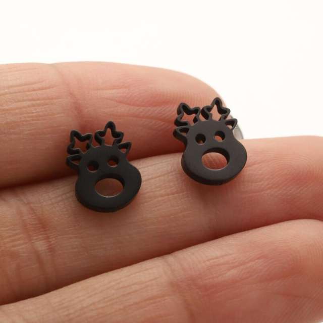 Hiphop cute birds deer animal cheap price stainless steel studs earrings