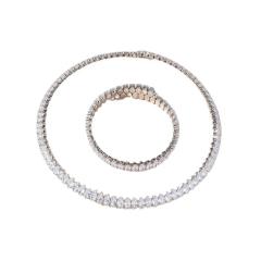 Delicate wedding diamond choker bangle set