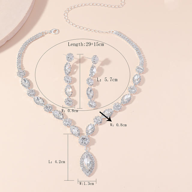 Delicate pave setting cubic zircon copper necklace set