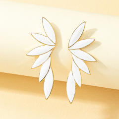 Beach trend color enamel leaf design alloy studs earrings