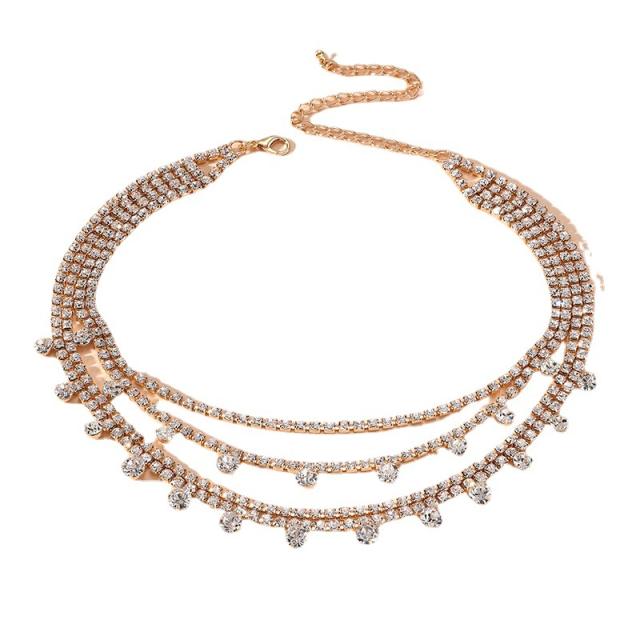 Delicate pave setting cubic zircon layer choker