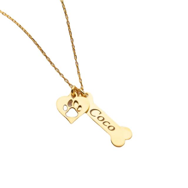 Pet lovers custom engrave name stainless steel necklace