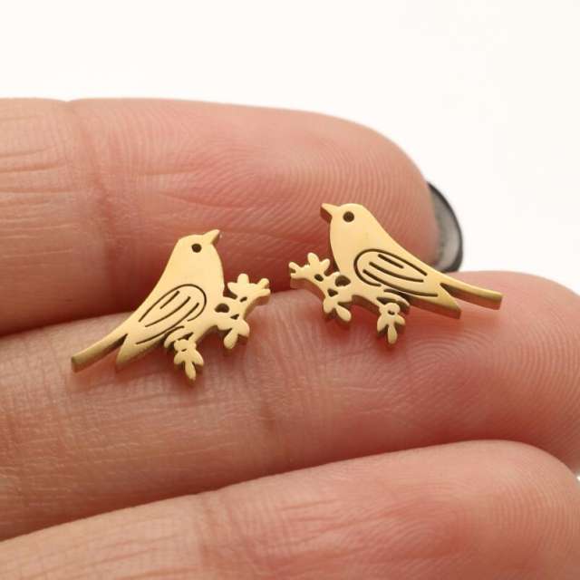 Hiphop cute birds deer animal cheap price stainless steel studs earrings