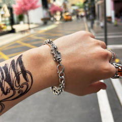 Punk trend pixu stainless steel chain bracelet for men
