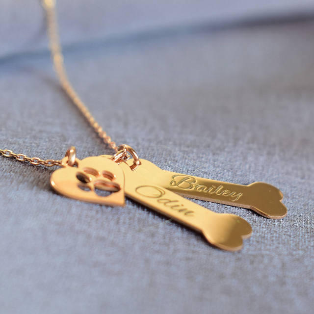 Pet lovers custom engrave name stainless steel necklace
