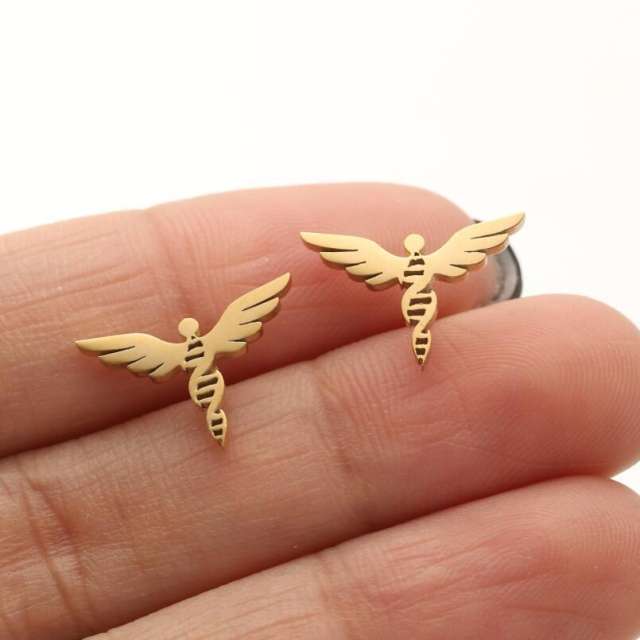 Hiphop cute birds deer animal cheap price stainless steel studs earrings