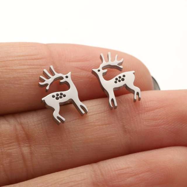 Hiphop cute birds deer animal cheap price stainless steel studs earrings