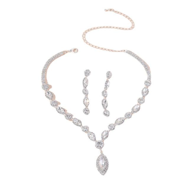 Delicate pave setting cubic zircon copper necklace set