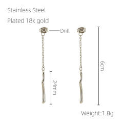 INS bamboo pendant stainless steel earrings