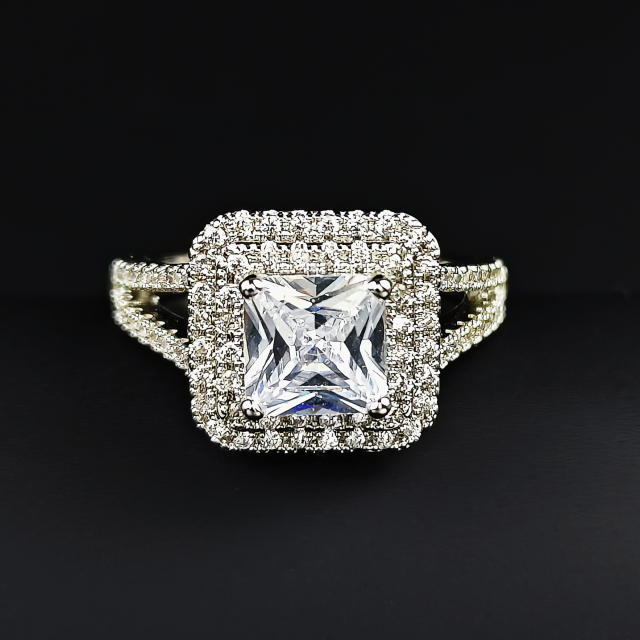 7mm princess cut cubic zircon diamond rings for lady