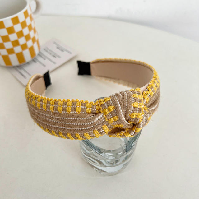 Boho color straw beach headband knotted headband