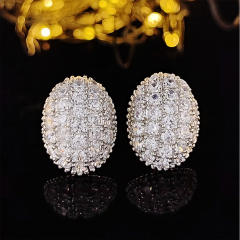 Chic oval shape diamond ear studs