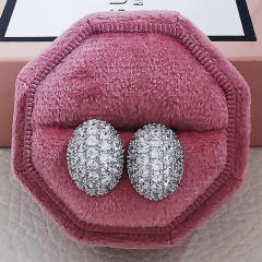 Chic oval shape diamond ear studs