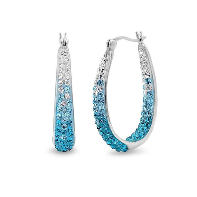 Easy match color rhinestone alloy hoop earrings