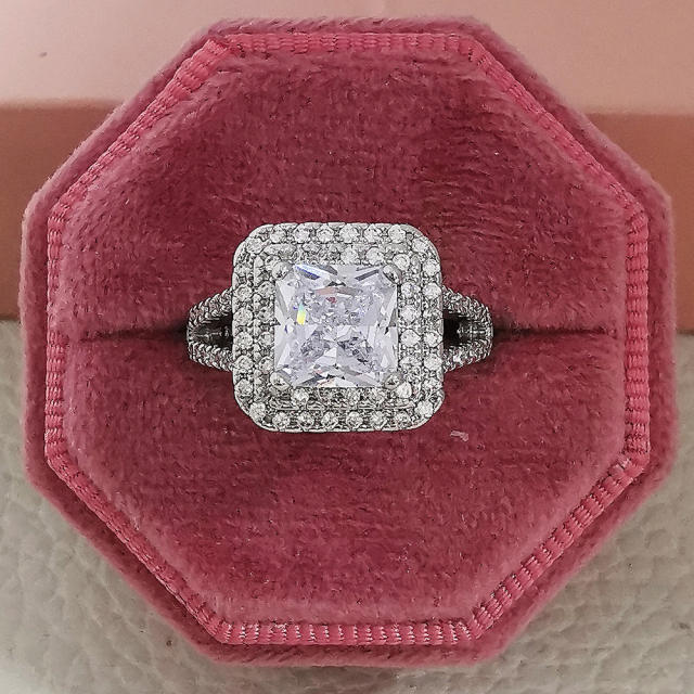7mm princess cut cubic zircon diamond rings for lady