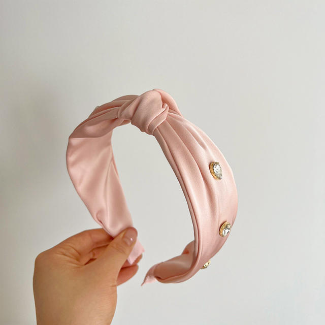 Elegant plain color satin knotted headband