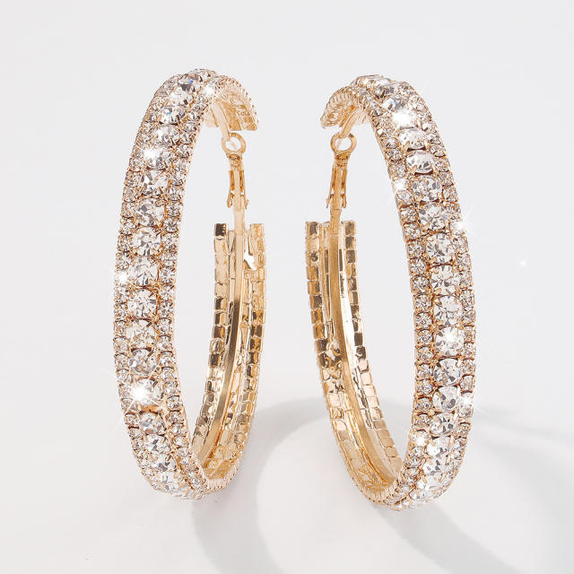 Concise chunky diamond hoop earrings