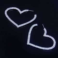 Chunky diamond heart hoop earrings