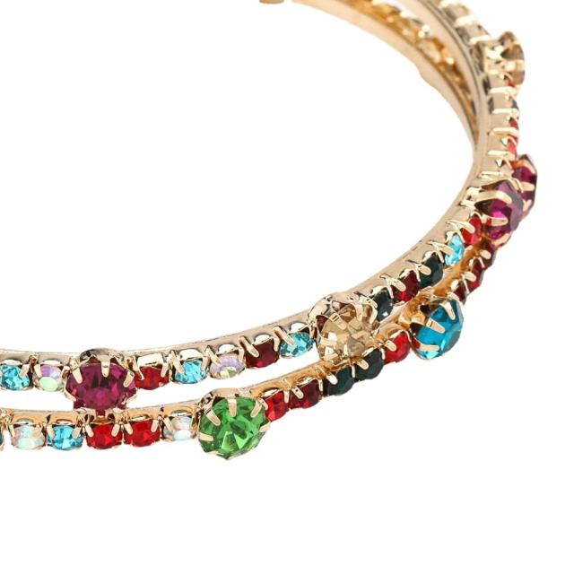 Delicate color rhinestone diamond hoop earrings