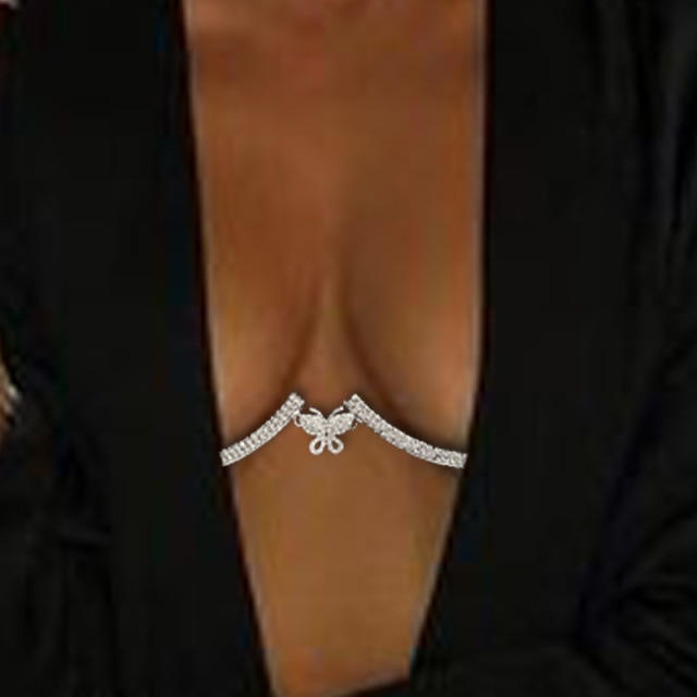 Sexy diamond small butterfly chest chain bodychain