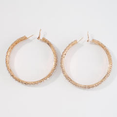 Concise chunky diamond hoop earrings
