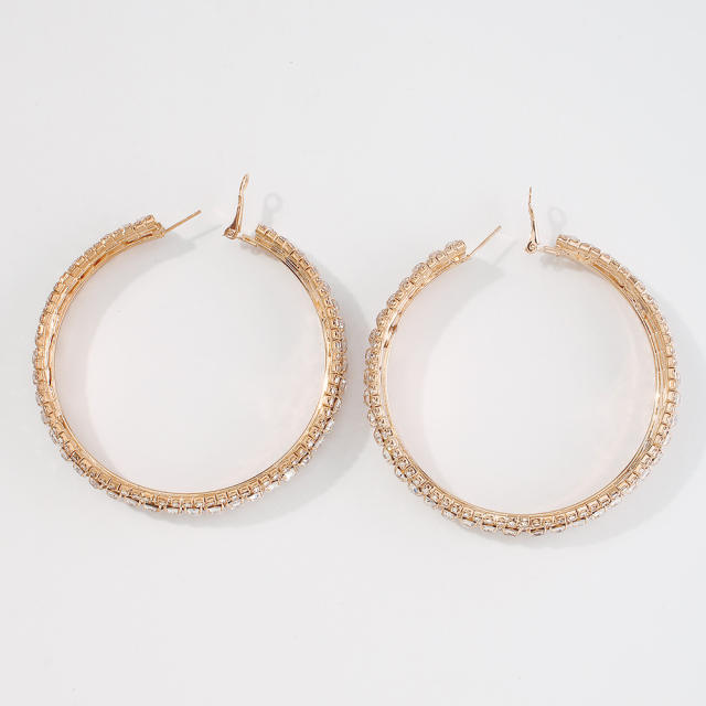 Concise chunky diamond hoop earrings