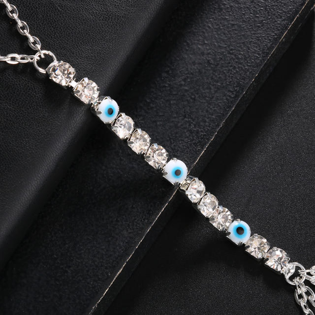 Delicate diamond evil eye chest chain bodychain
