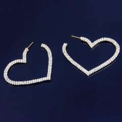 Chunky diamond heart hoop earrings
