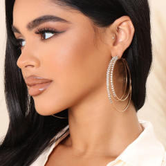 Chunky layer hoop diamond earrings