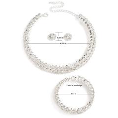Luxury full diamond two layer choker studs earrings set