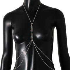 Delicate diamond evil eye chest chain bodychain