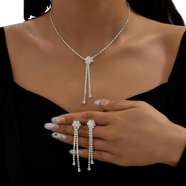 Chic tassel diamond necklace set