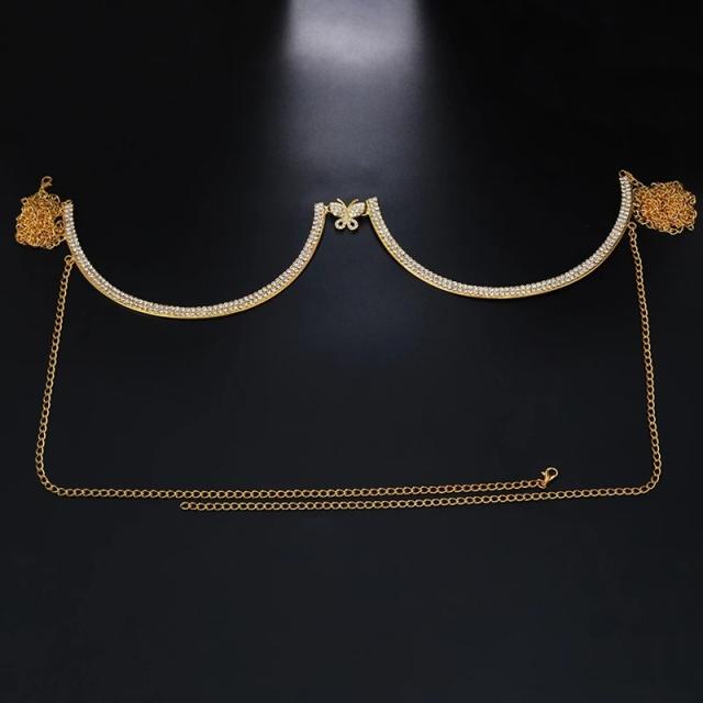 Sexy diamond small butterfly chest chain bodychain