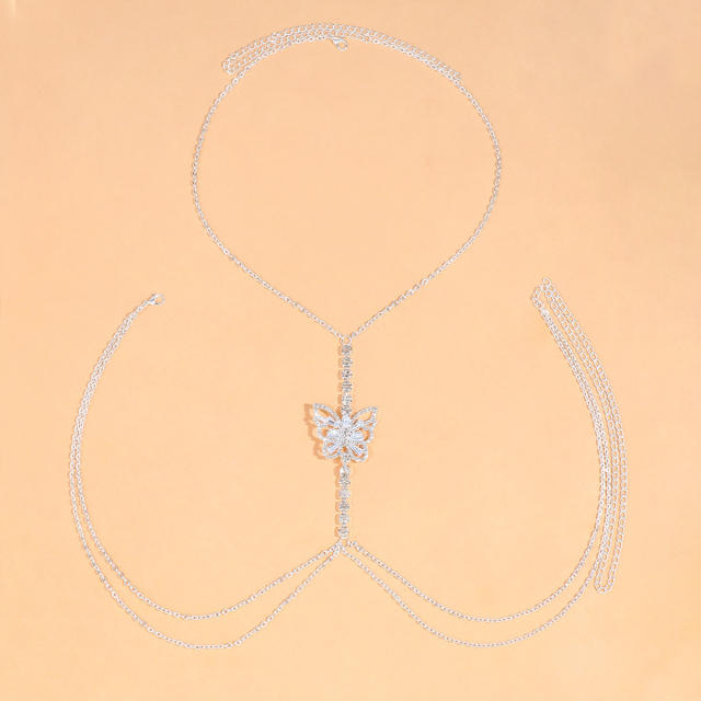 Delicate cubic zircon diamond butterfly sexy bodychain