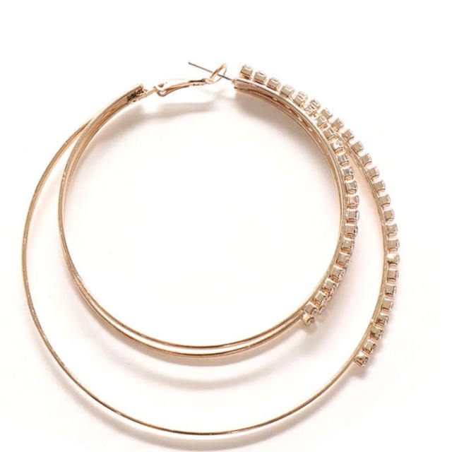 Chunky layer hoop diamond earrings