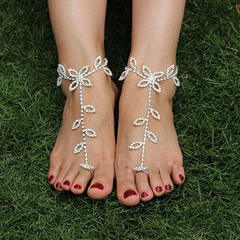 Personality beach trend diamond leaf anklet(1pcs)