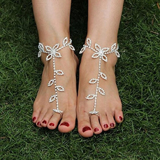 Personality beach trend diamond leaf anklet(1pcs)