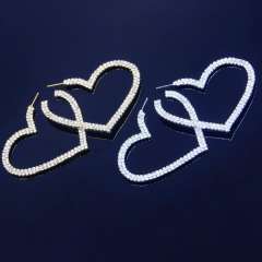 Chunky diamond heart hoop earrings