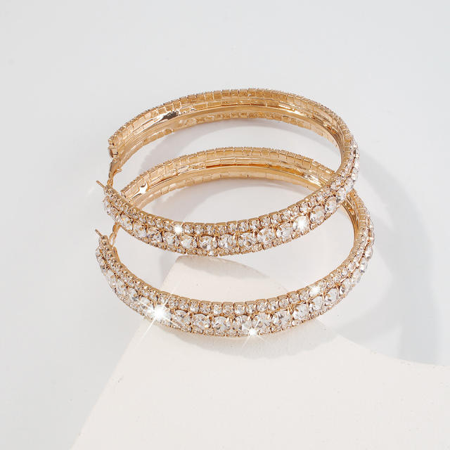 Concise chunky diamond hoop earrings