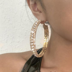 Concise chunky diamond hoop earrings