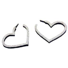 Chunky diamond heart hoop earrings