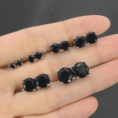 Classic black color cubic zircon copper studs earrings