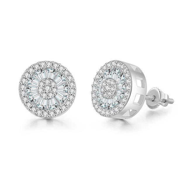 Hiphop full diamond copper studs earring for men