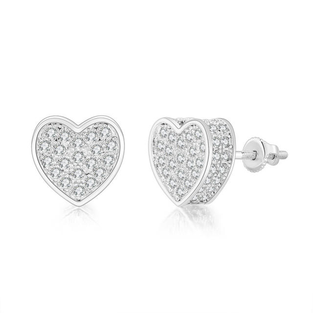Hiphop full diamond copper studs earring for men