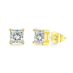 Hiphop square shape cubic zircon ear studs for men